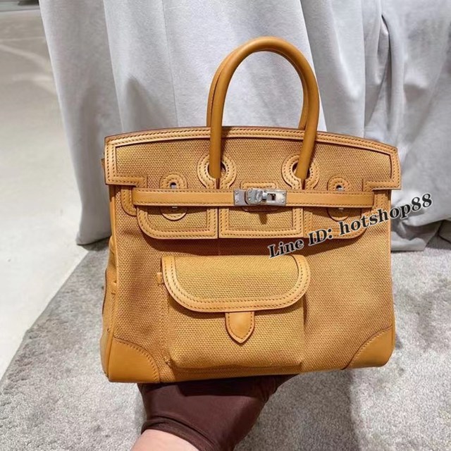 Hermes專櫃經典款手提女包 愛馬仕birkin25芝麻色2s Cargo包 ttd1105